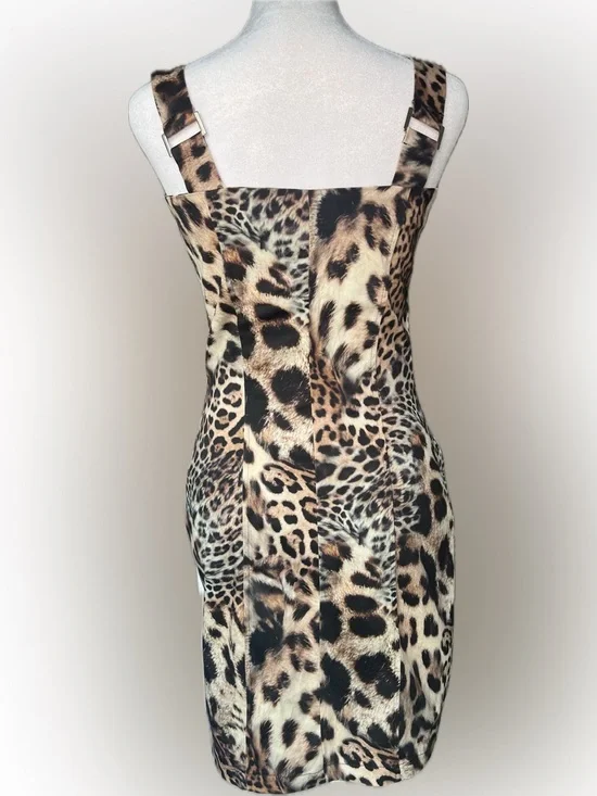 STUDIO F Leopard Print Zip-Front Mini Dress - Brown - Picture 13 of 14